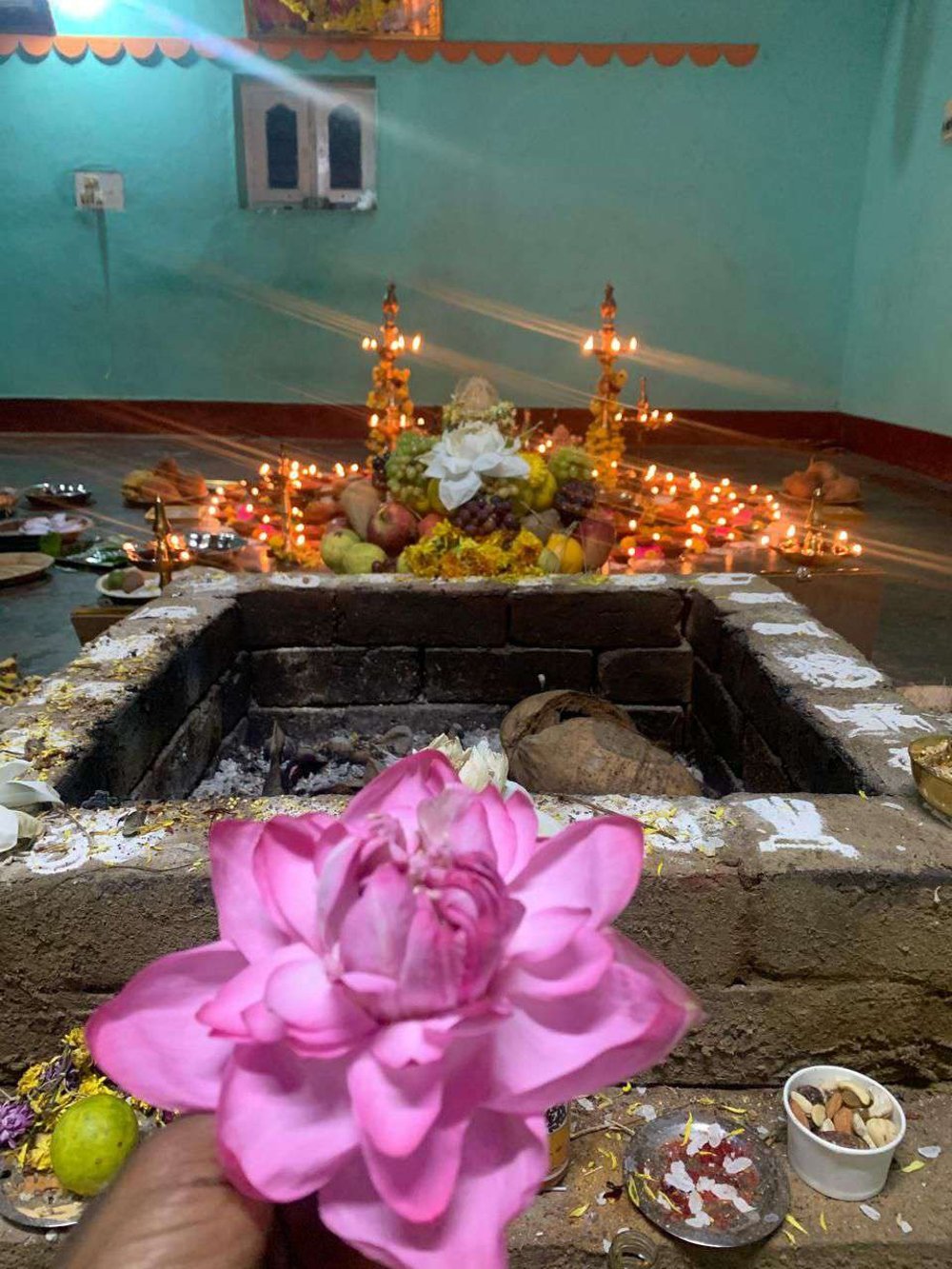 Lotus flower at pooja ritual